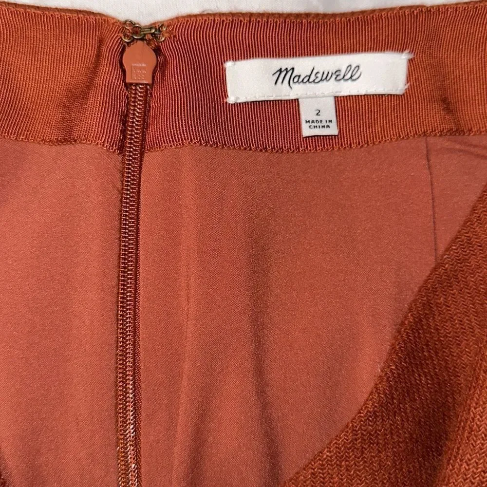 Madewell 2 Rust Brown Wool Blend Mini Pencil Skirt with Front Pockets